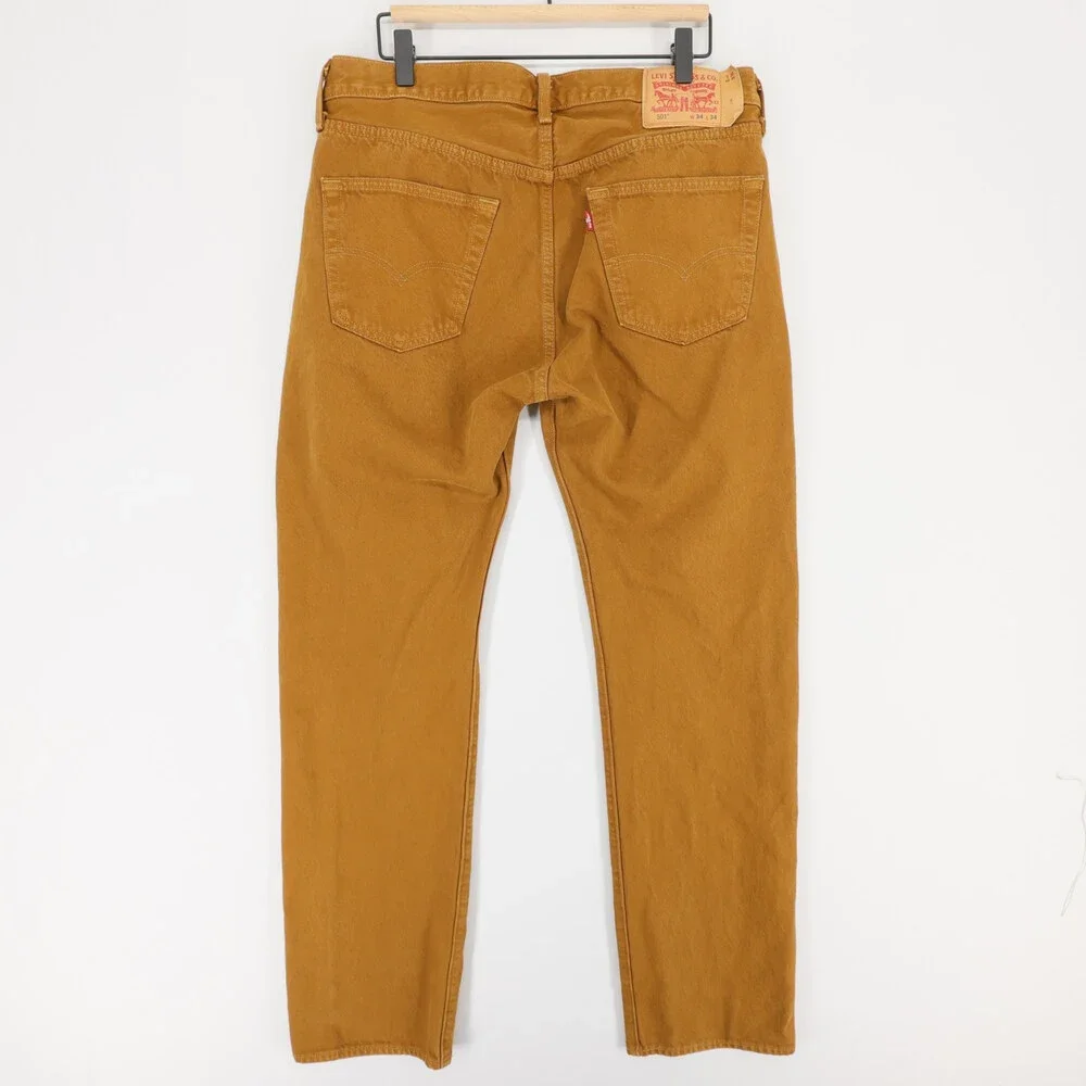 Levis 501 Jeans Mens 34x34 Brown Original Fit Straight Leg Button Fly Denim